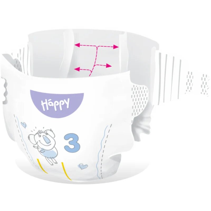 BELLA Baby Happy Soft&Delicate eldobható pelenkák nedvességelvezető csatornákkal Midi 5-9 kg 70 db