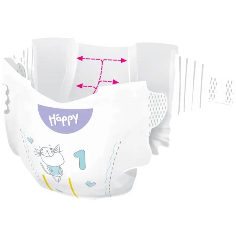 BELLA Baby Happy Soft&Delicate eldobható pelenkák nedvességelvezető csatornákkal Newborn 2-5 kg 82 db