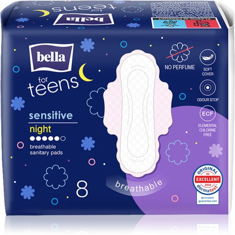 BELLA For Teens Sensitive Night egészségügyi betétek éjszakára 8 db