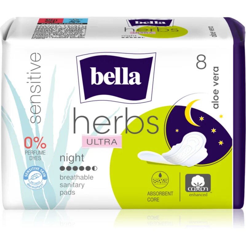 BELLA Herbs Ultra Night intimbetét éjszakára Aloe Vera 8 db