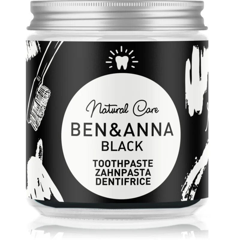 BEN&ANNA Natural Toothpaste Black fogkrém üvegtégelyben aktív szénnel 100 ml