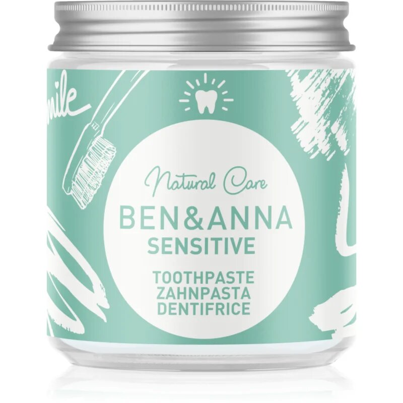 BEN&ANNA Natural Toothpaste Sensitive fogkrém üvegtégelyben érzékeny fogakra 100 ml