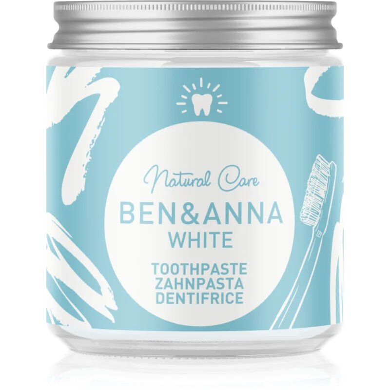 BEN&ANNA Natural Toothpaste White fogkrém üvegtégelyben fehérítő hatással 100 ml