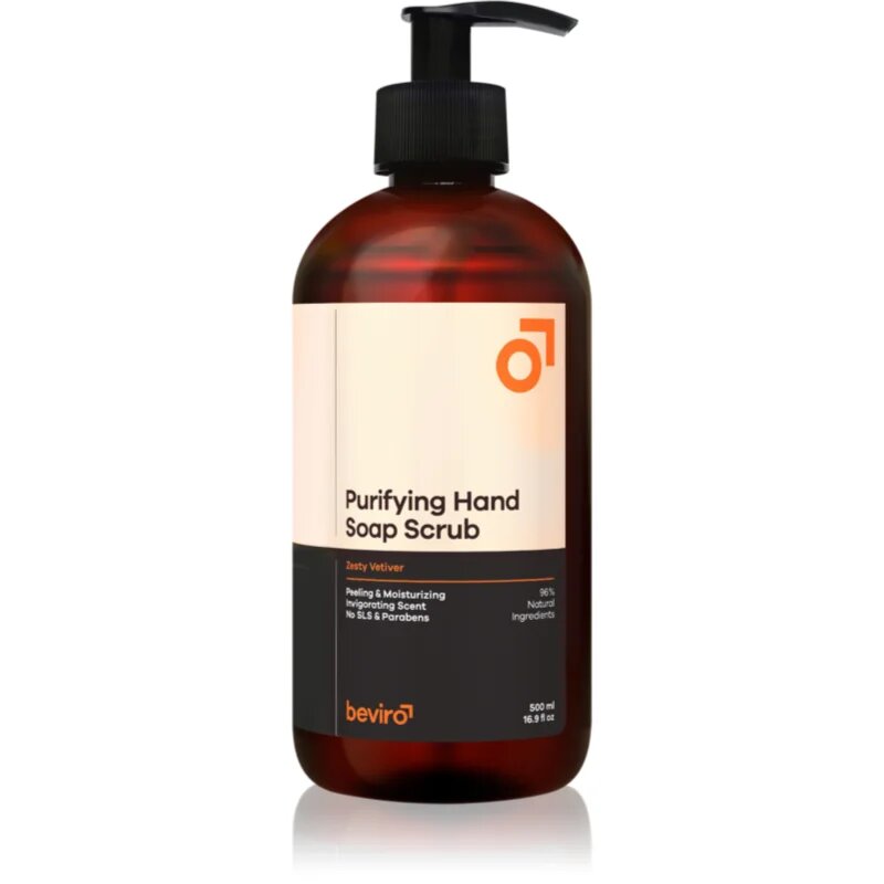 Beviro Purifying Hand Soap Scrub tisztító szappan peeling hatással Zesty Vetiver 500 ml