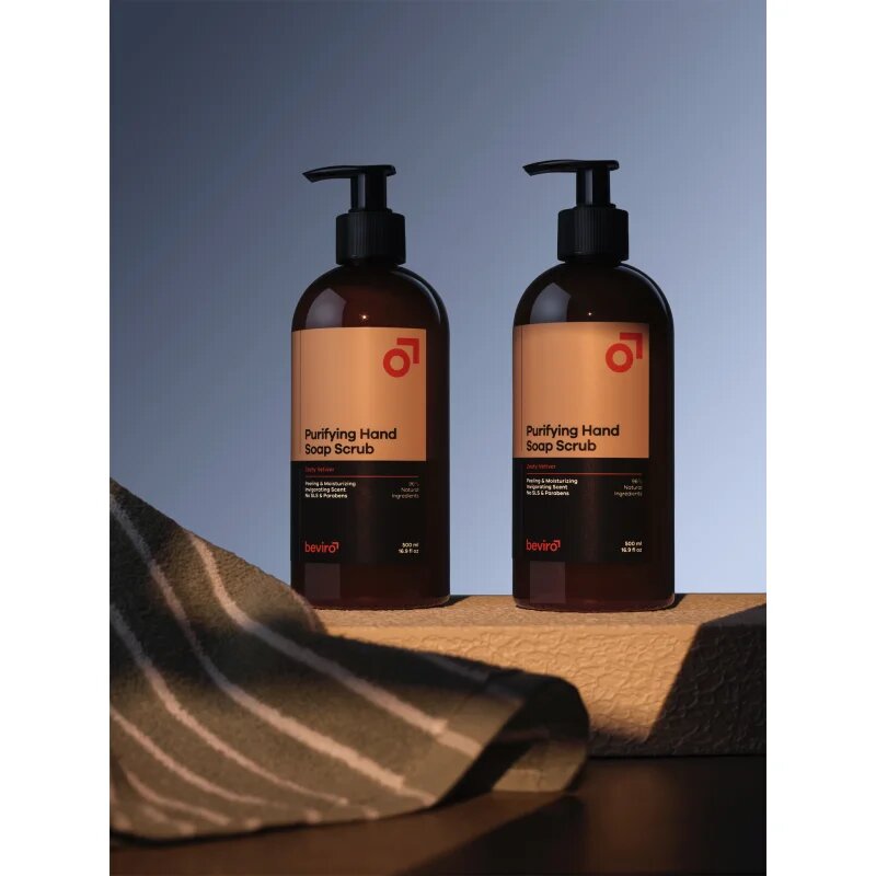 Beviro Purifying Hand Soap Scrub tisztító szappan peeling hatással Zesty Vetiver 500 ml