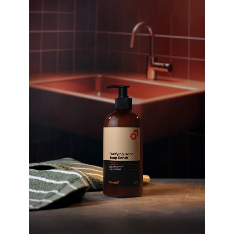 Beviro Purifying Hand Soap Scrub tisztító szappan peeling hatással Zesty Vetiver 500 ml