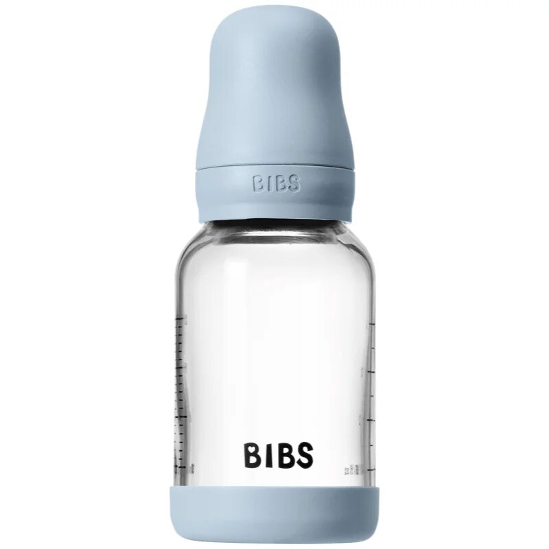 BIBS Baby Glass Bottle Round Latex antikólikás cumisüveg Baby Blue 1 db