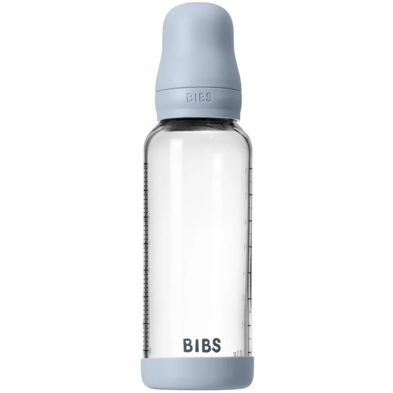 BIBS Baby Glass Bottle Round Latex antikólikás cumisüveg Baby Blue 1 db
