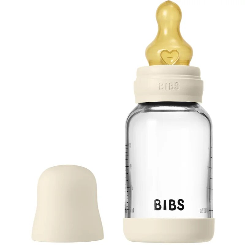 BIBS Baby Glass Bottle Round Latex antikólikás cumisüveg Ivory 1 db