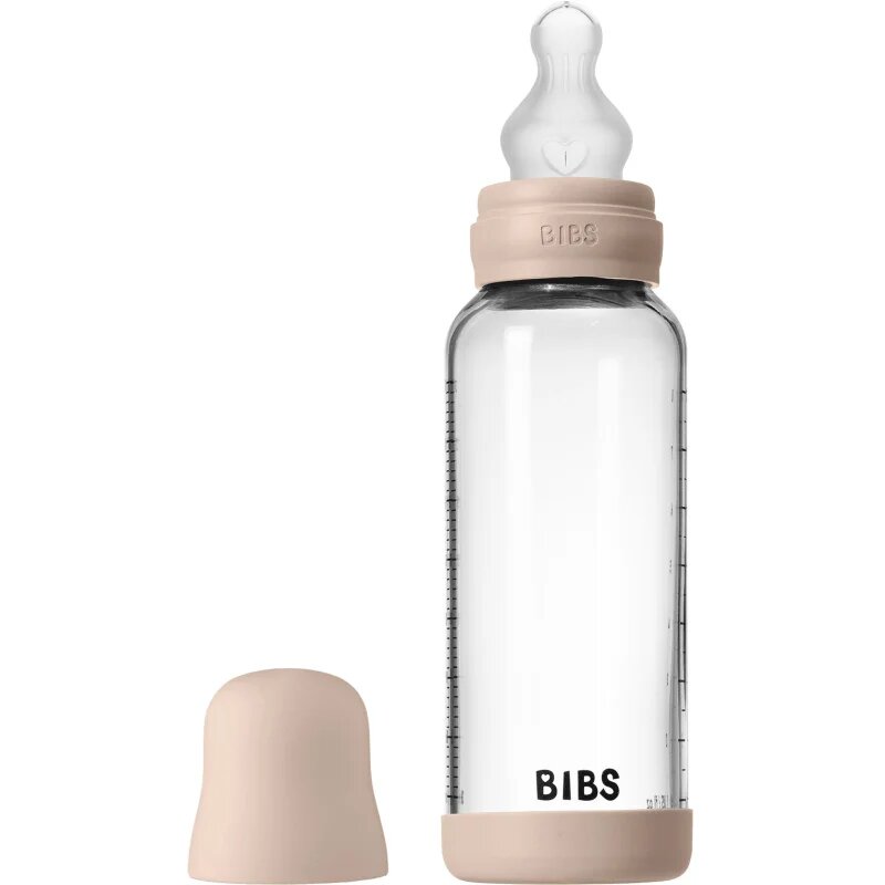 BIBS Baby Glass Bottle Silicone antikólikás cumisüveg szilikon itatócsőrrel Blush 1 db