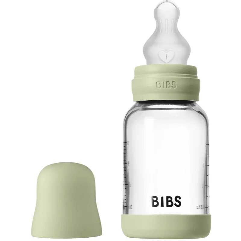 BIBS Baby Glass Bottle Silicone antikólikás cumisüveg szilikon itatócsőrrel Sage 1 db
