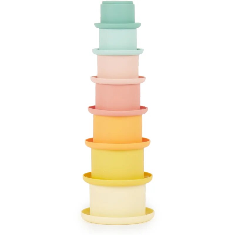 Bieco Silicone Stacking Cups Tropical Vibes egymásba rakható poharak 12 m+ 7 db