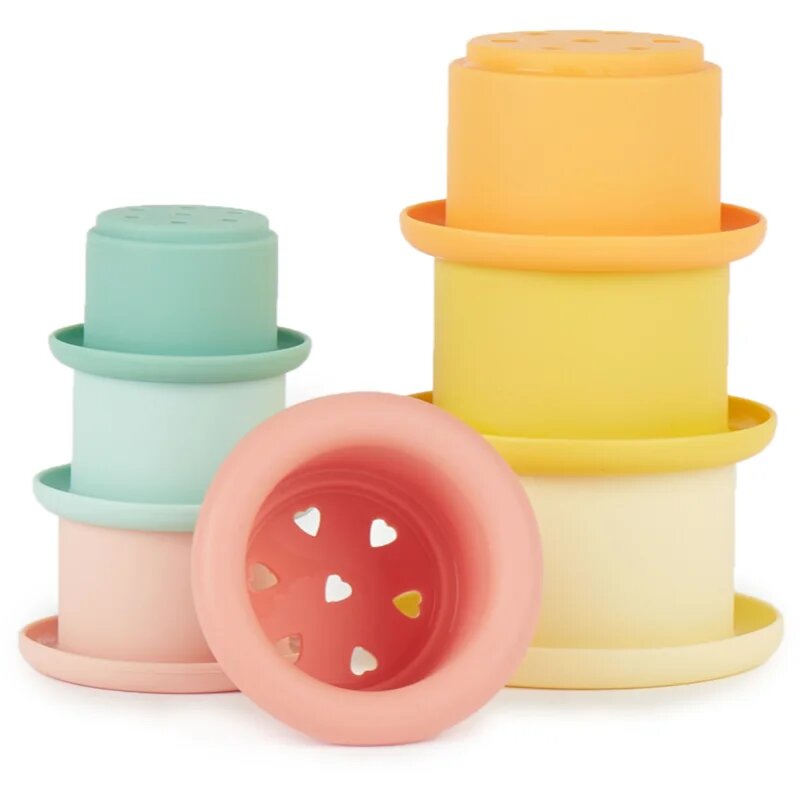 Bieco Silicone Stacking Cups Tropical Vibes egymásba rakható poharak 12 m+ 7 db