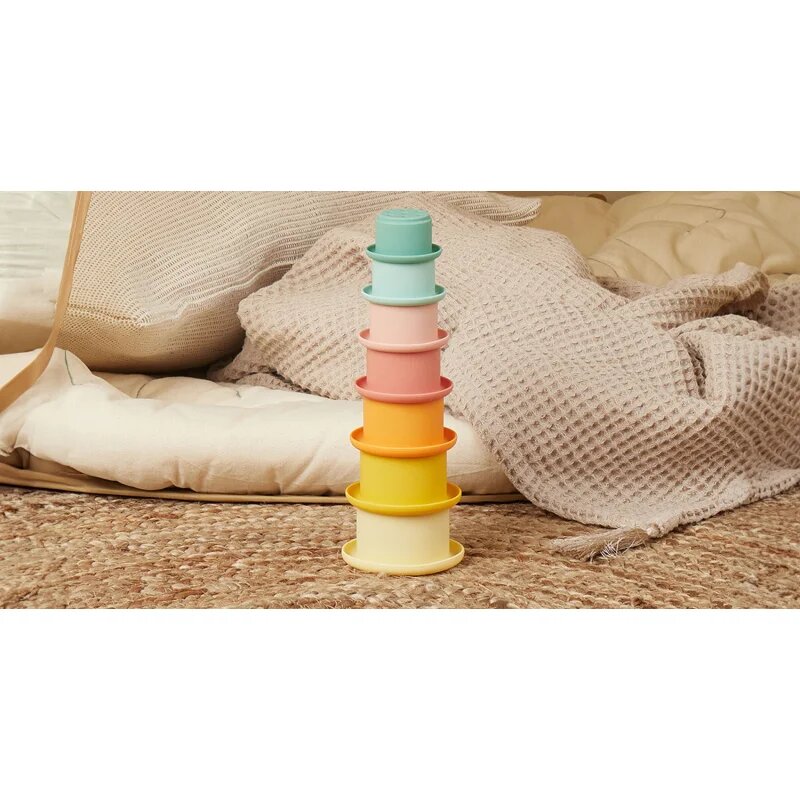 Bieco Silicone Stacking Cups Tropical Vibes egymásba rakható poharak 12 m+ 7 db