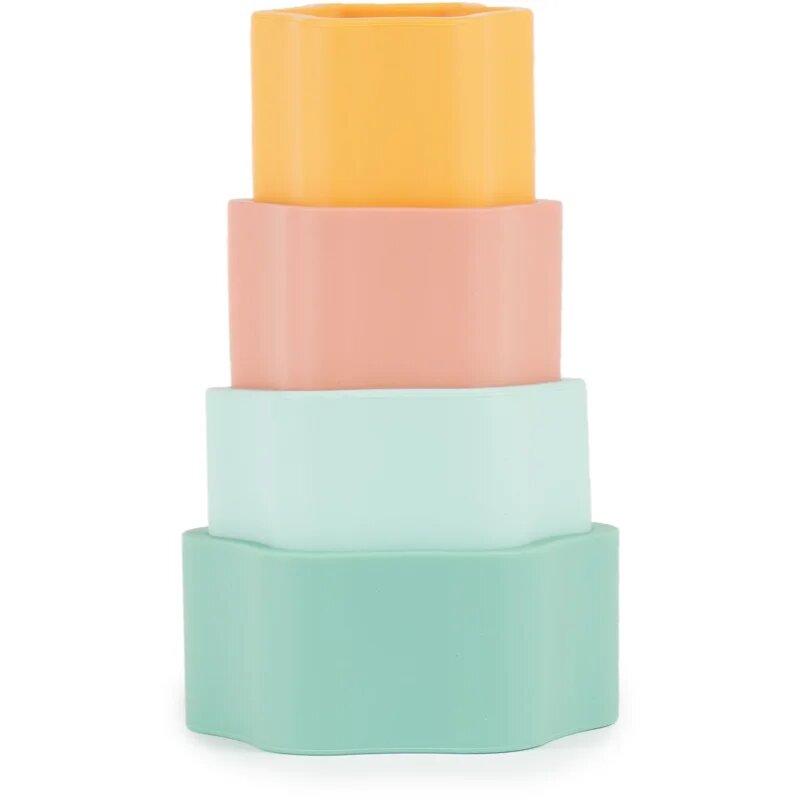 Bieco Silicone Stacking Tower Flower interaktív játék 12 m+ Tropical Vibes 4 db