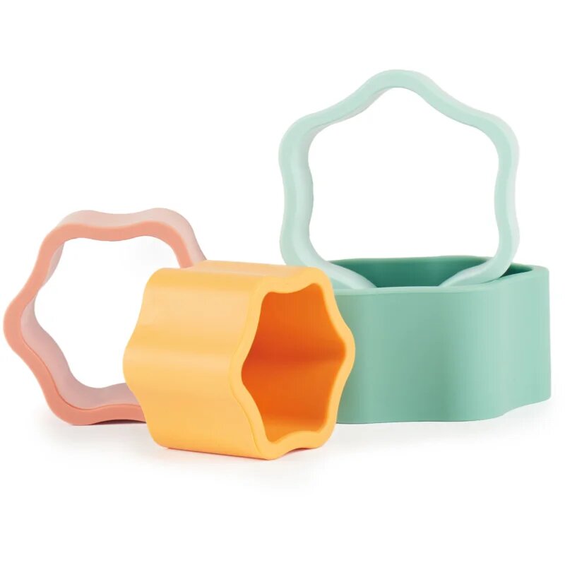 Bieco Silicone Stacking Tower Flower interaktív játék 12 m+ Tropical Vibes 4 db