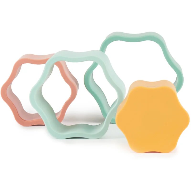 Bieco Silicone Stacking Tower Flower interaktív játék 12 m+ Tropical Vibes 4 db
