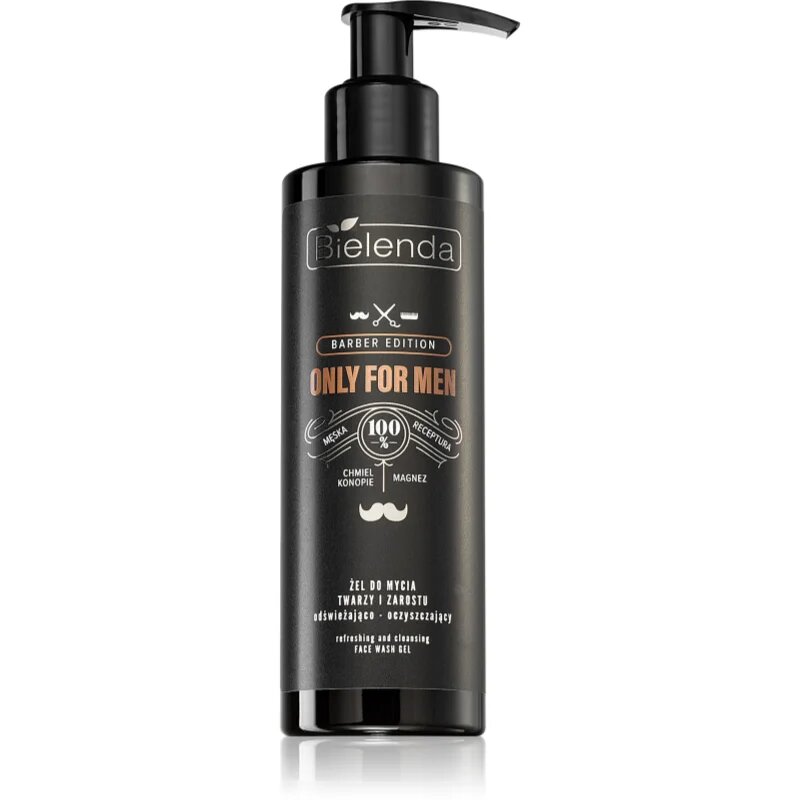 Bielenda Only for Men Barber Edition tisztító gél az arcra és a szakállra 190 g