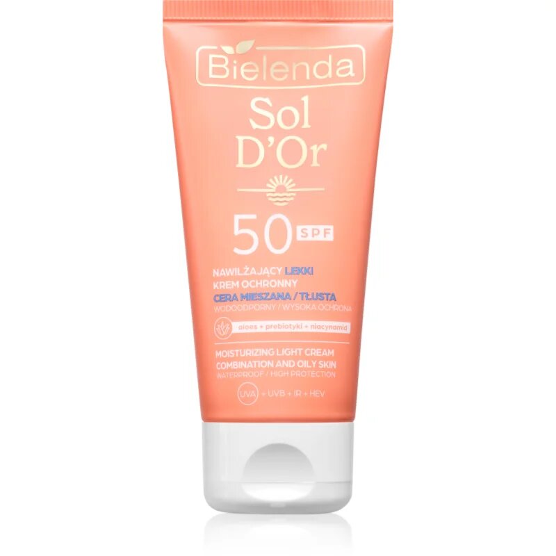 Bielenda Sol D’or vízálló napozó krém az arcra SPF 50 50 ml