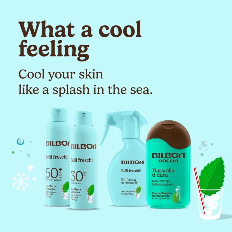 Bilboa Belli Freschi napozó spray borsmentával SPF 50+ 150 ml