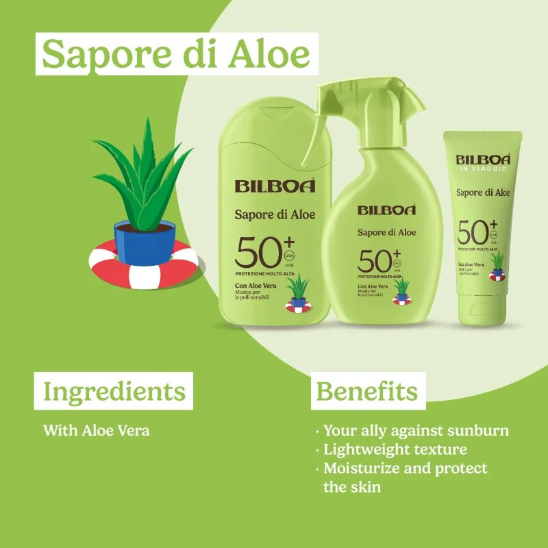 Bilboa Sapore di Aloe Stick napozó krém stift aloe verával SPF 50+ 10 ml