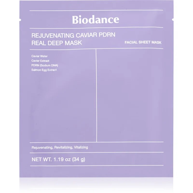 Biodance Rejuvenating Caviar PDRN Real Deep Mask revitalizáló maszk a bőrréteg megújítására 34 g
