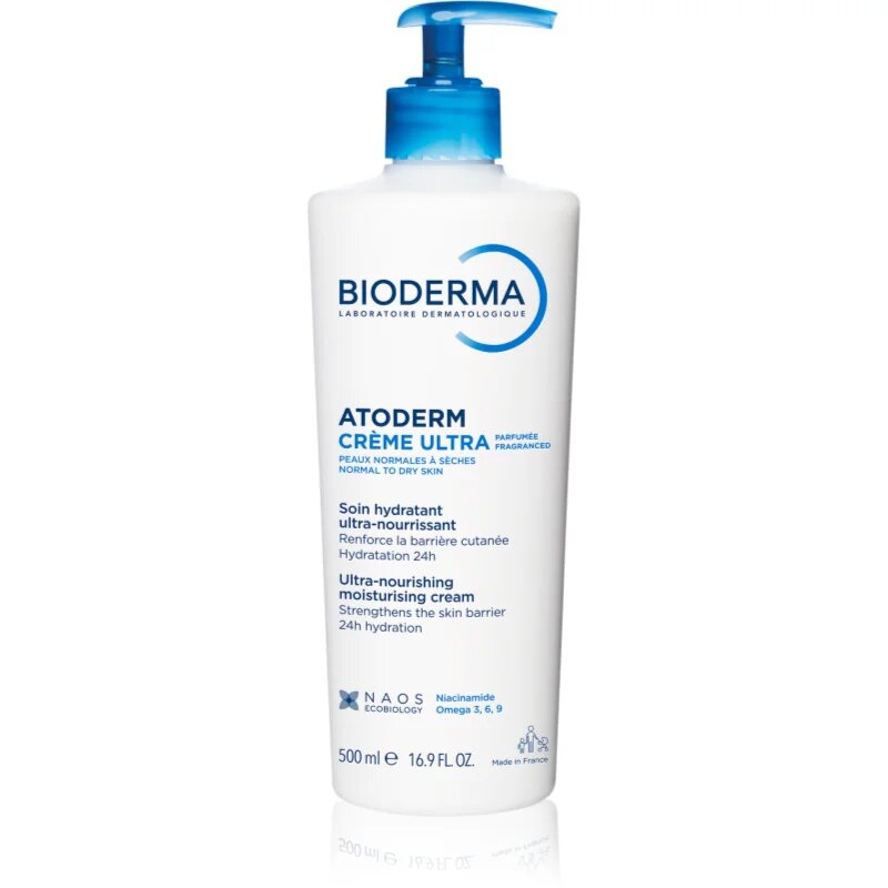 Bioderma Atoderm Créme Ultra tápláló testápoló krém normál és száraz érzékeny bőrre illatosított 500 ml