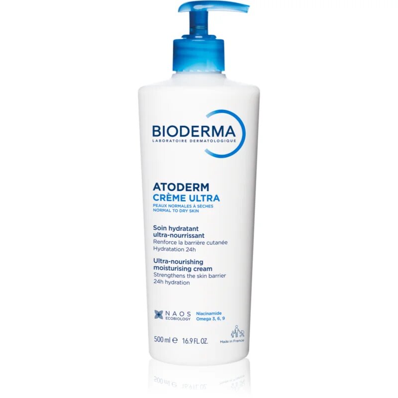 Bioderma Atoderm Créme Ultra tápláló testápoló krém normál és száraz érzékeny bőrre parfümmentes 500 ml