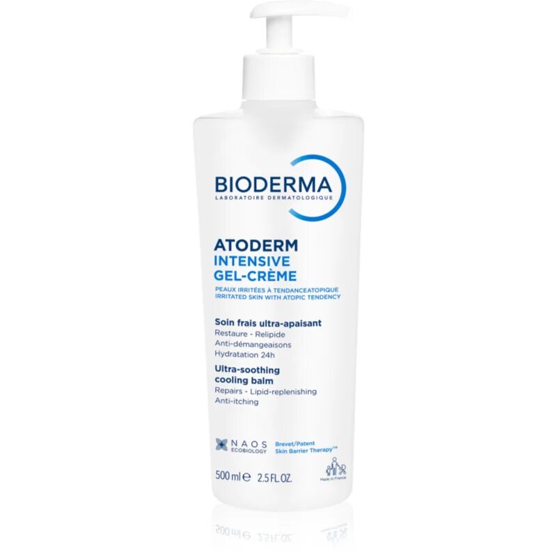 Bioderma Atoderm Intensive Gel-Cream nyugtató ápolás nagyon száraz érzékeny és atópiás bőrre 500 ml