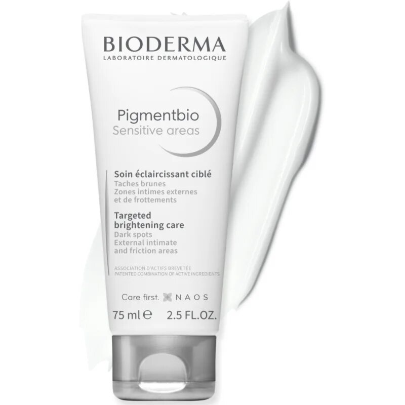 Bioderma Pigmentbio Sensitive Areas Élénkítő testápoló a sötét foltok ellen 75 ml