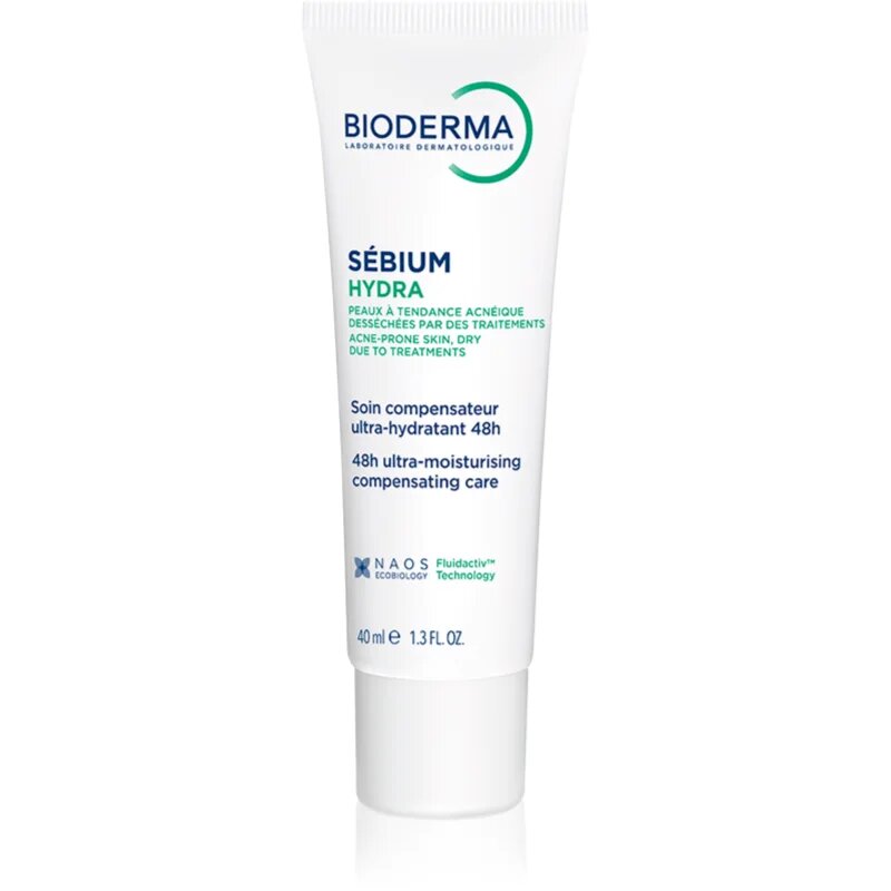 Bioderma Sébium Hydra hidratáló krém a pattanások kezelése által kiszárított és irritált bőrre 40 ml