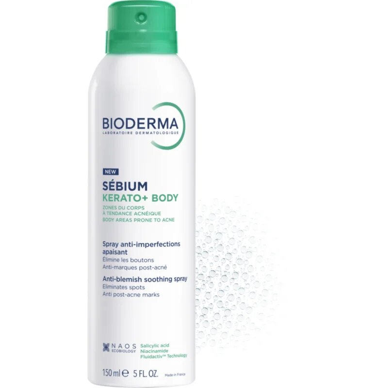 Bioderma Sébium Kerato+ Body testápoló spray pattanások bőrpír és pattanások okozta hegek ellen 150 ml