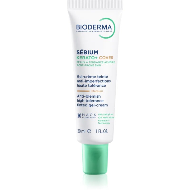 Bioderma Sébium Kerato+ Cover mattító tonizáló krém a pattanásos bőr hibáira 30 ml