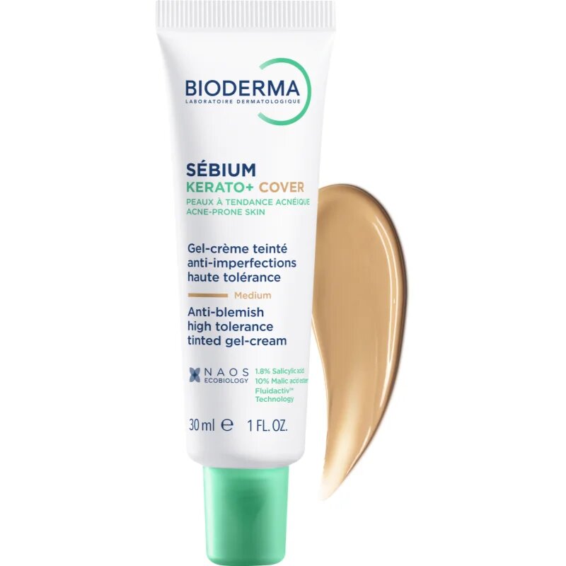 Bioderma Sébium Kerato+ Cover mattító tonizáló krém a pattanásos bőr hibáira 30 ml