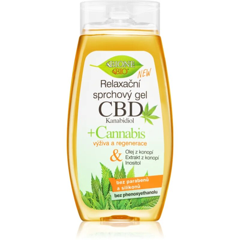 Bione Cosmetics Cannabis CBD relaxáló tusfürdő gél CBD-vel 260 ml