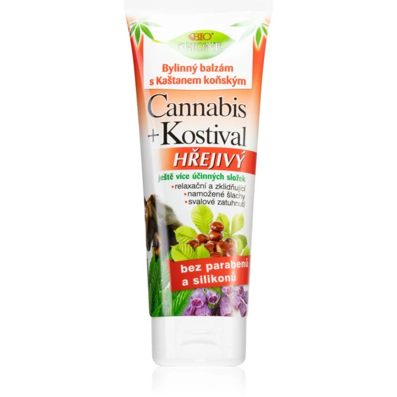 Bione Cosmetics Cannabis Comfrey melegítő gél izmok és izületek ellazítására 200 ml
