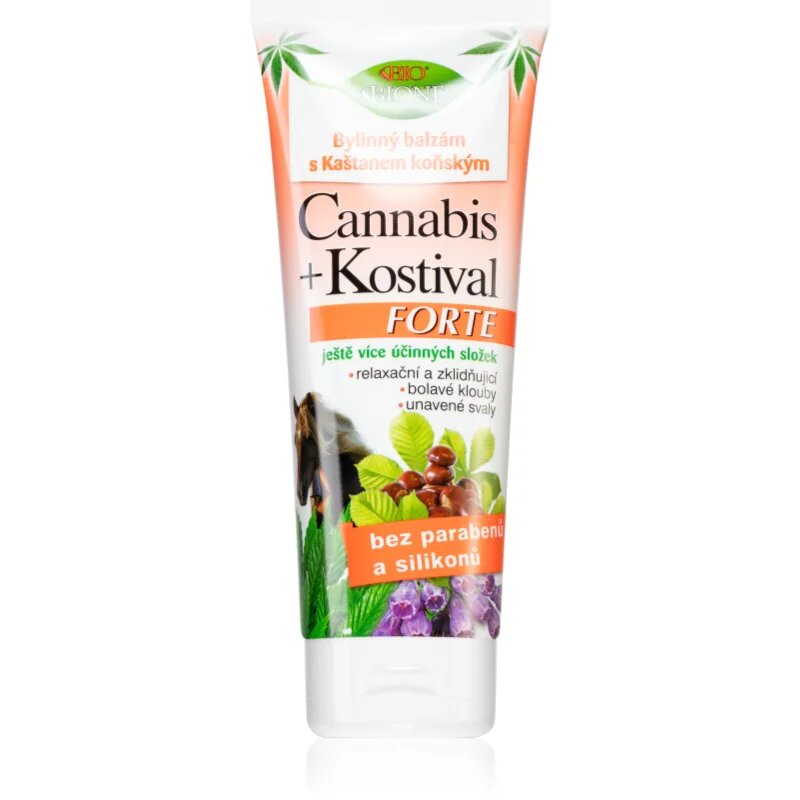 Bione Cosmetics Cannabis Kostival Forte Gyógynövényes folyadék izmok ízületek izomszalagok számára 205 ml