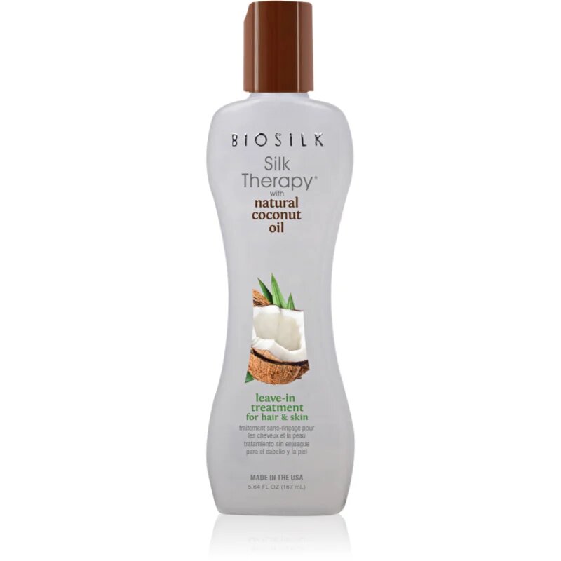 Biosilk Silk Therapy Natural Coconut Oil öblítést nem igénylő hidratáló ápolás haj és test 167 ml