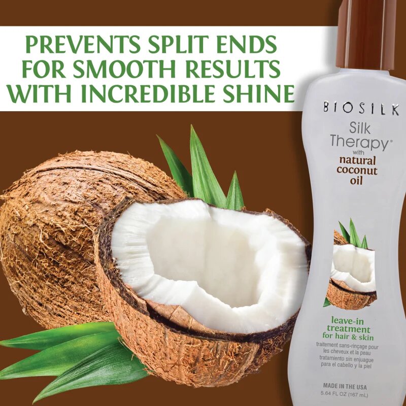 Biosilk Silk Therapy Natural Coconut Oil öblítést nem igénylő hidratáló ápolás haj és test 167 ml