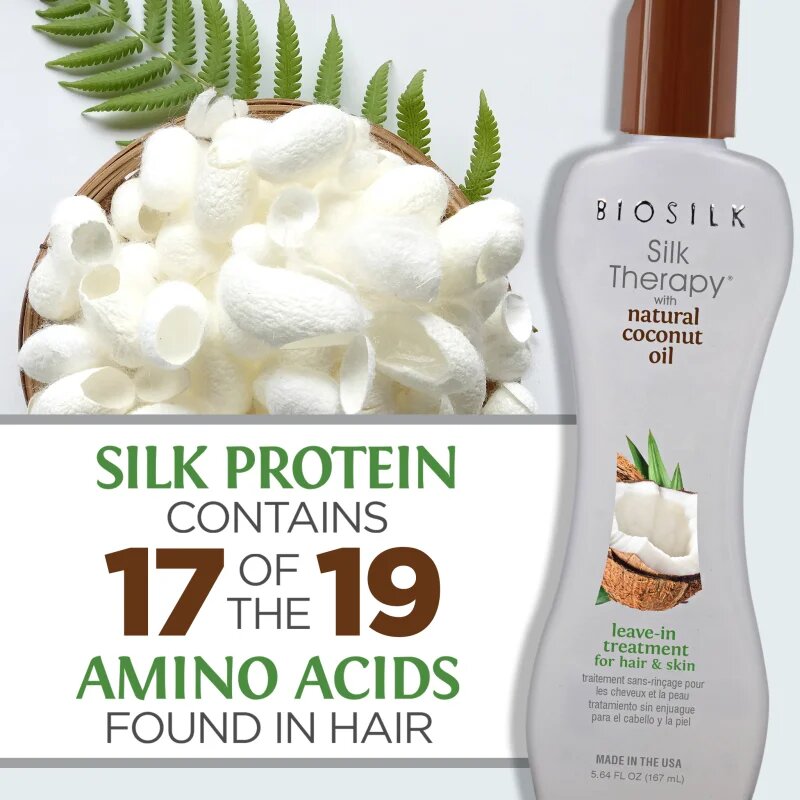 Biosilk Silk Therapy Natural Coconut Oil öblítést nem igénylő hidratáló ápolás haj és test 167 ml