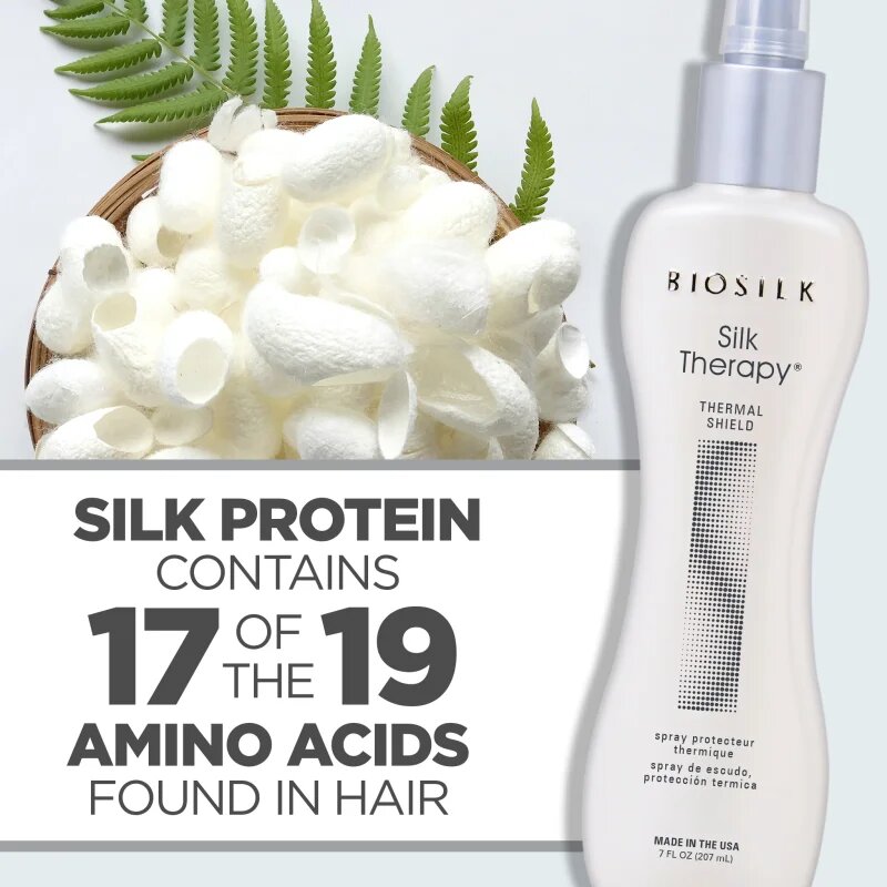 Biosilk Silk Therapy Thermal Shield hővédő spray hajsütővassal és hajvasalóval kezelt hajra parabénmentes 207 ml