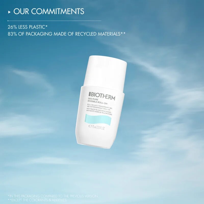 Biotherm Deo Pure Invisible Roll-on golyós dezodor roll-on 48h 75 ml