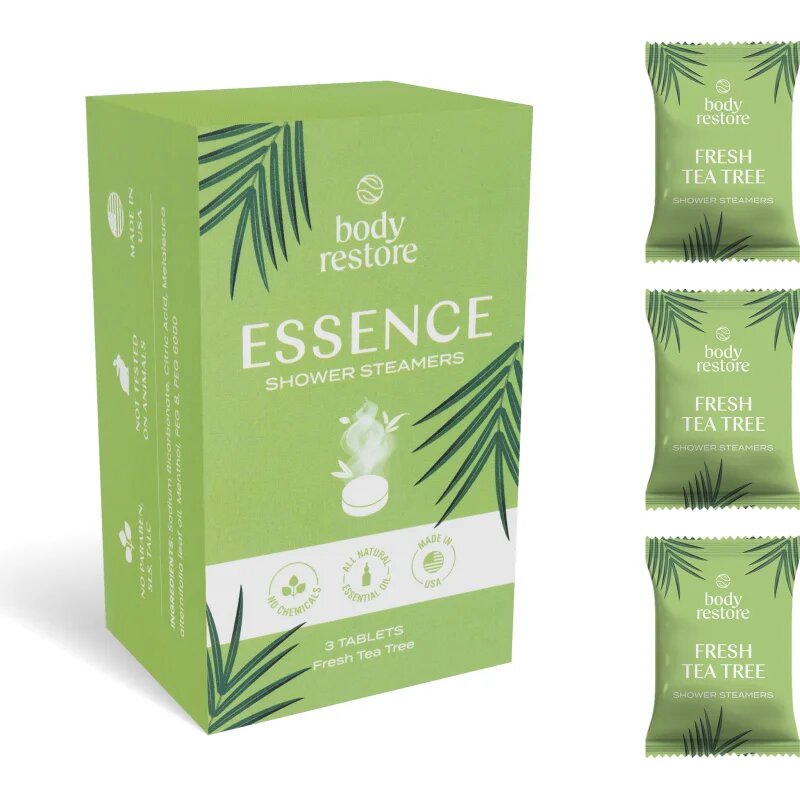 Body Restore Essence Shower Steamers zuhanytabletták illatok Fresh Tea Tree 3 db