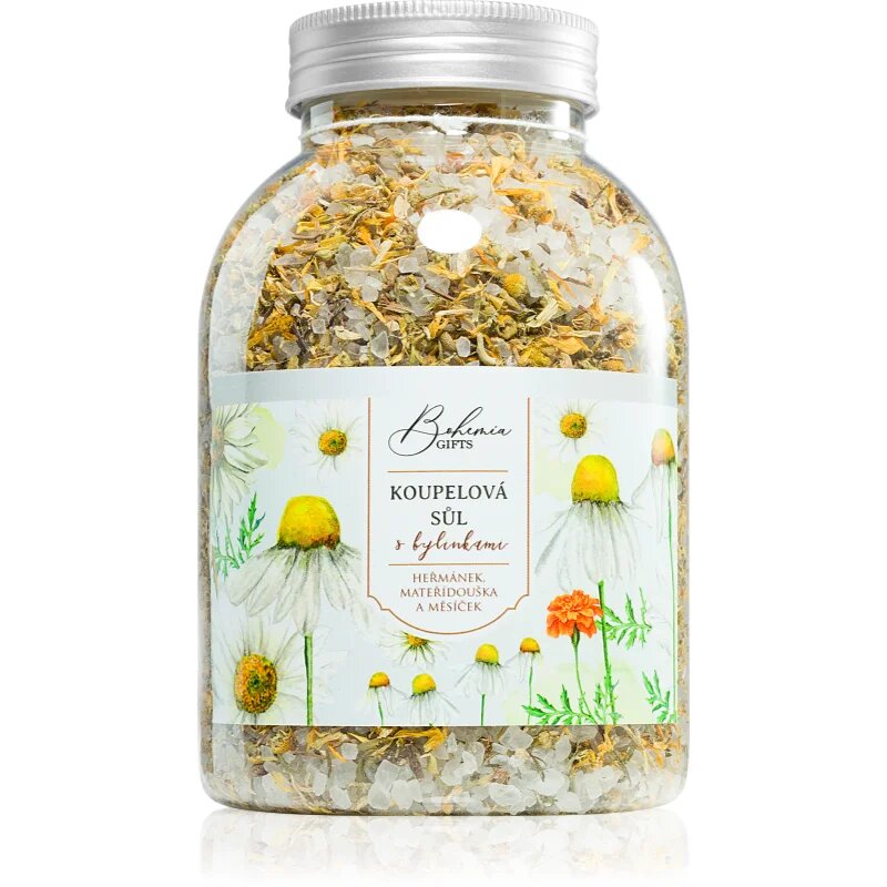 Bohemia Gifts Bohemia Natur fürdősó 3 féle gyógynövénnyel kamilla körömvirág kakukkfű 1200 g