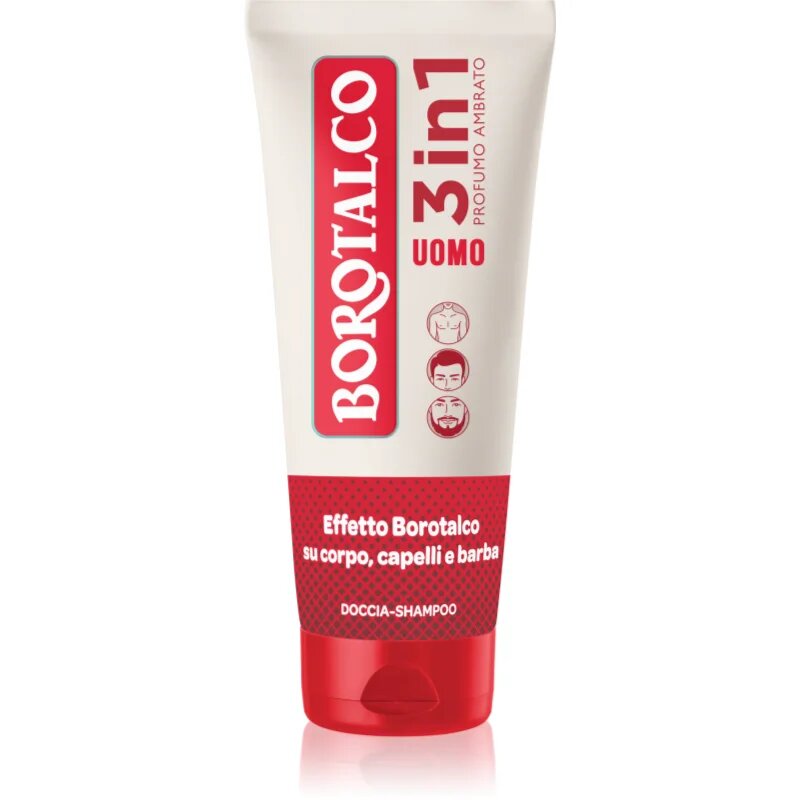 Borotalco MEN 3 in 1 fürdőgél férfiaknak arcra testre és hajra illatok Amber 200 ml
