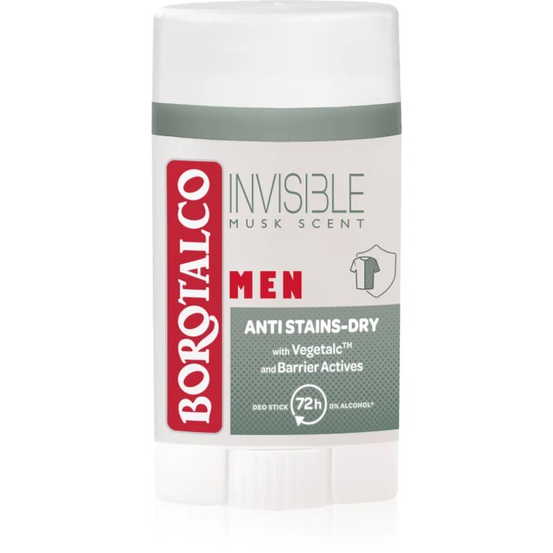Borotalco MEN Invisible dezodor roll-on a fehér és sárga foltok ellen uraknak illatok Musk Scent 40 ml