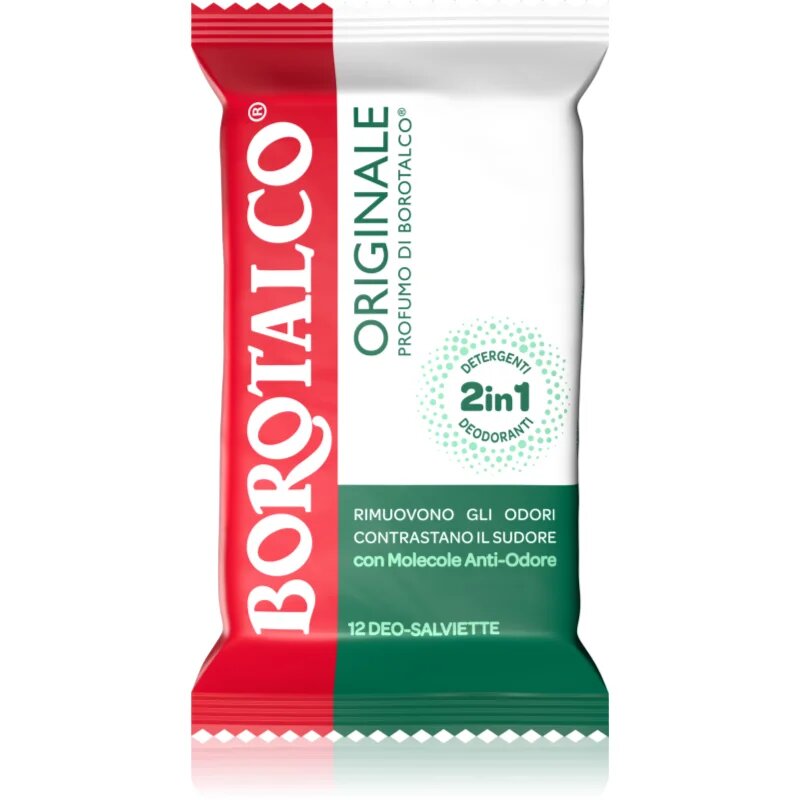 Borotalco Original Deo Wipes frissítő nedves törlőkendők lábakra testre és hónaljra 12 db