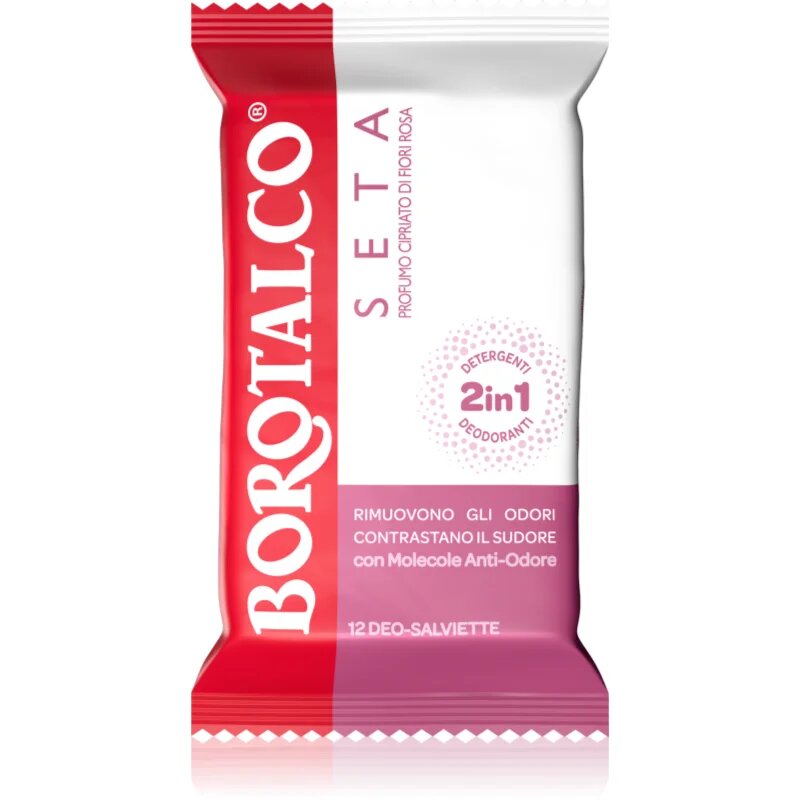 Borotalco Soft Talc & Pink Flower Deo Wipes frissítő nedves törlőkendők lábakra testre és hónaljra 12 db