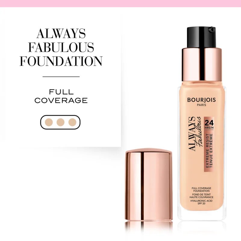 Bourjois Always Fabulous tartós alapozó SPF 20 árnyalat 110 Vanille Clair 30 ml