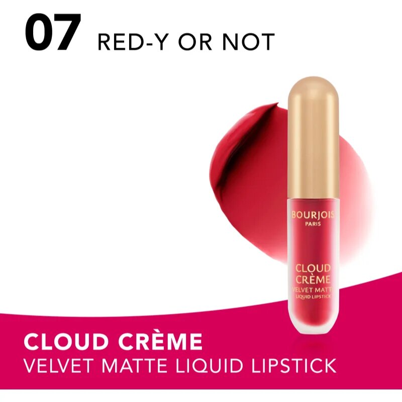 Bourjois Cloud Crème Velvet Matte ultra mattító folyékony ajakrúzs árnyalat 07 Red-y or Not 3.1 ml